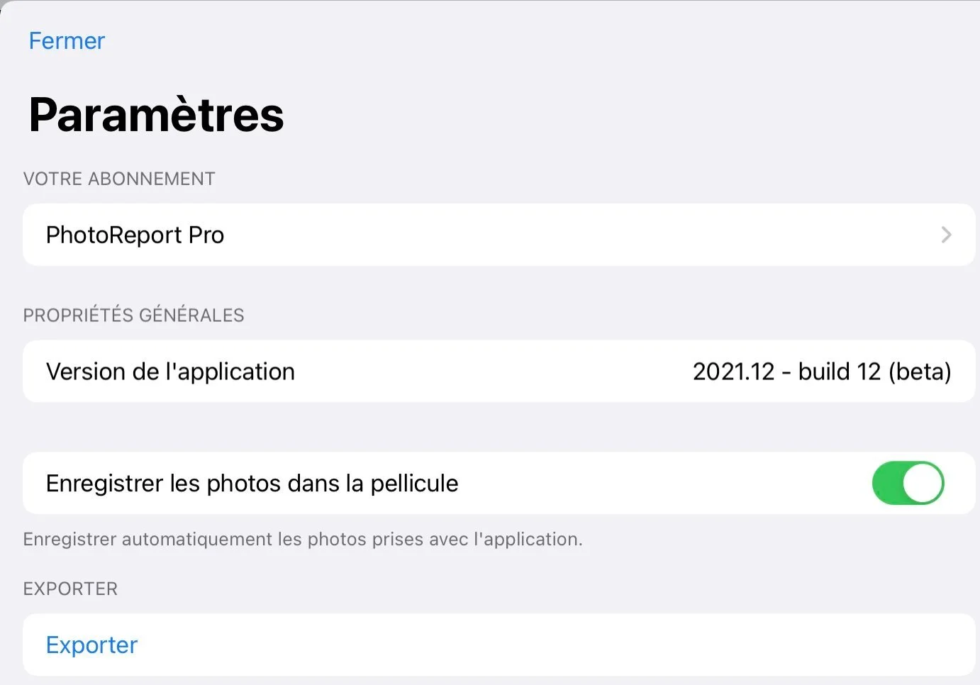 Sauvegarde automatique des photos
